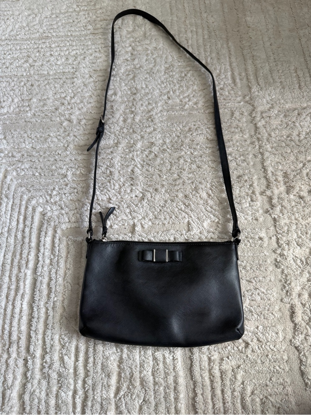 Coach Darcy Bow Black Leather Crossbody Bag